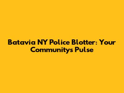 Batavia NY Police Blotter: Your Community's Pulse