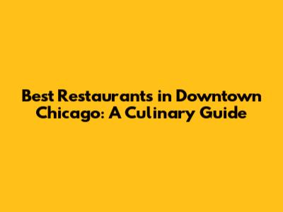 Best Restaurants in Downtown Chicago: A Culinary Guide