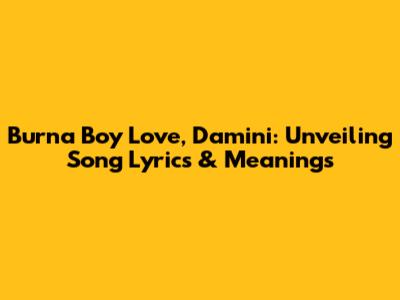 Burna Boy Love, Damini: Unveiling Song Lyrics & Meanings