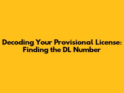 Decoding Your Provisional License: Finding the DL Number