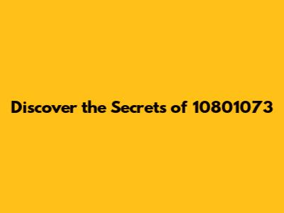 Discover the Secrets of 10801073