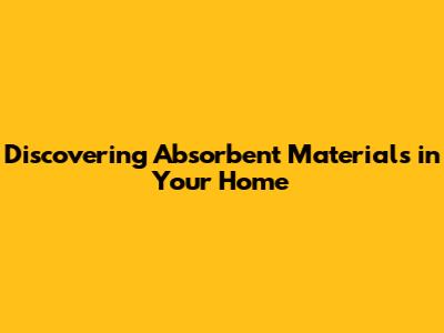 Discovering Absorbent Materials in Your Home