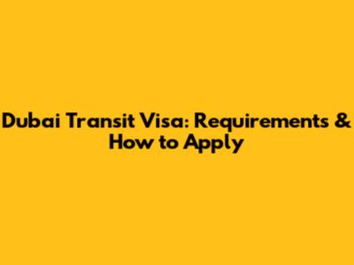 Dubai Transit Visa: Requirements & How to Apply