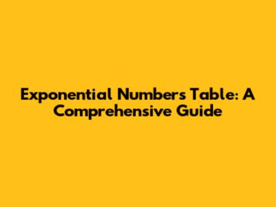 Exponential Numbers Table: A Comprehensive Guide