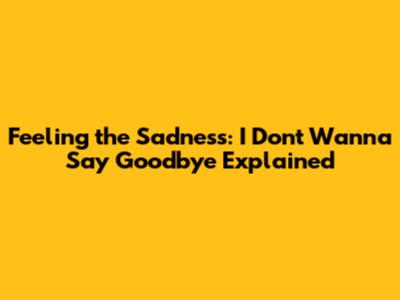 Feeling the Sadness: 'I Don't Wanna Say Goodbye' Explained