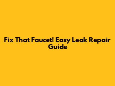 Fix That Faucet! Easy Leak Repair Guide