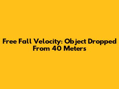 Free Fall Velocity: Object Dropped From 40 Meters