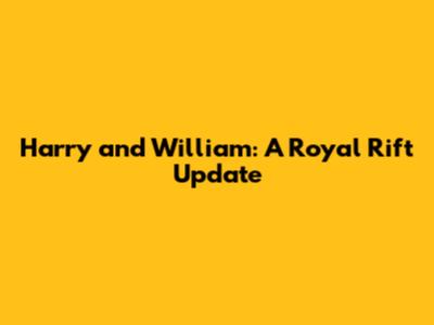 Harry and William: A Royal Rift Update