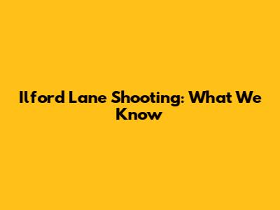 Ilford Lane Shooting: What We Know