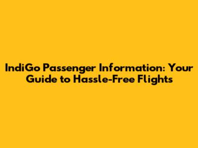 IndiGo Passenger Information: Your Guide to Hassle-Free Flights