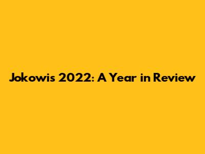 Jokowi's 2022: A Year in Review