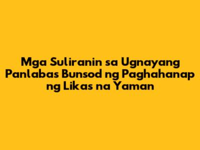 Mga Suliranin sa Ugnayang Panlabas Bunsod ng Paghahanap ng Likas na Yaman