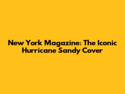 New York Magazine: The Iconic Hurricane Sandy Cover