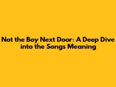 Not the Boy Next Door: A Deep Dive into the Song's Meaning