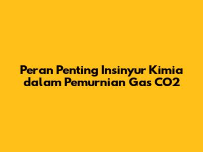 Peran Penting Insinyur Kimia dalam Pemurnian Gas CO2