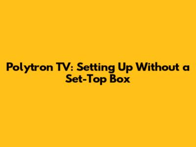 Polytron TV: Setting Up Without a Set-Top Box