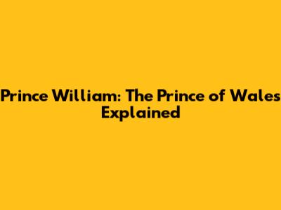 Prince William: The Prince of Wales Explained