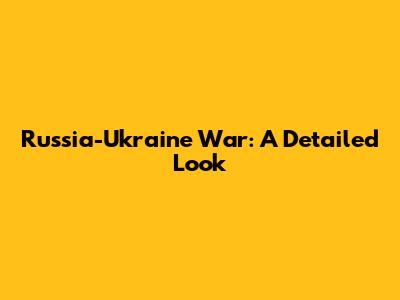 Russia-Ukraine War: A Detailed Look