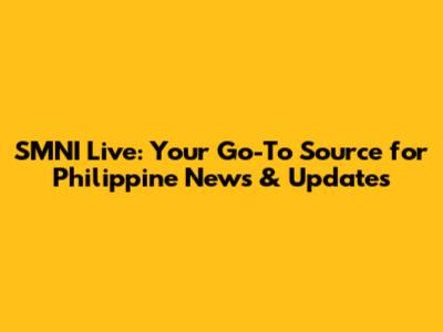 SMNI Live: Your Go-To Source for Philippine News & Updates