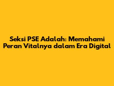 Seksi PSE Adalah: Memahami Peran Vitalnya dalam Era Digital