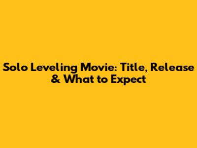 Solo Leveling Movie: Title, Release & What to Expect