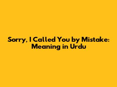 Sorry, I Called You by Mistake: Meaning in Urdu