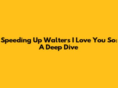 Speeding Up 'Walters I Love You So': A Deep Dive
