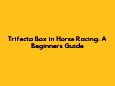 Trifecta Box in Horse Racing: A Beginner's Guide
