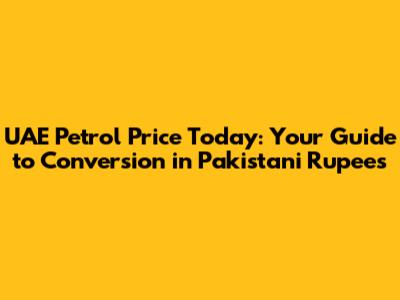 UAE Petrol Price Today: Your Guide to Conversion in Pakistani Rupees