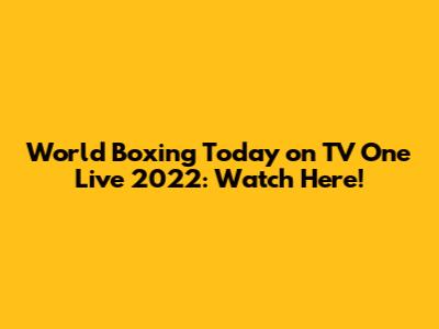 World Boxing Today on TV One Live 2022: Watch Here!